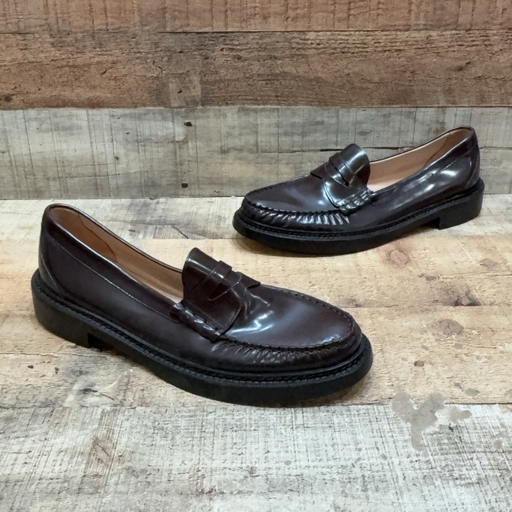 J.Crew Shoes Womens Size 12 43 Brown Leather Penny Loafer Slip On Dress Shoes
